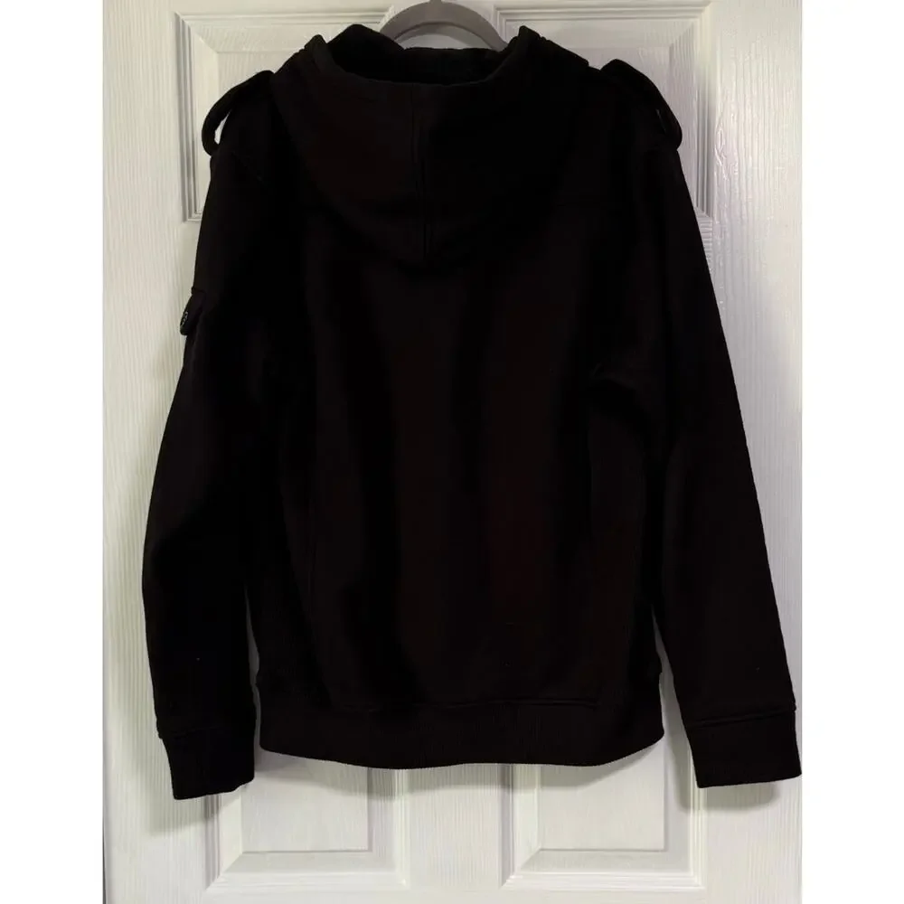Elixir Men's Black Button Front Hooded Jacket Size Large